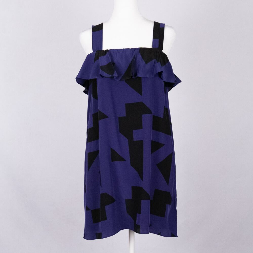 Amanda Uprichard Women's Size MEDIUM 100% Silk Shift Mini Dress Ruffled Colorful